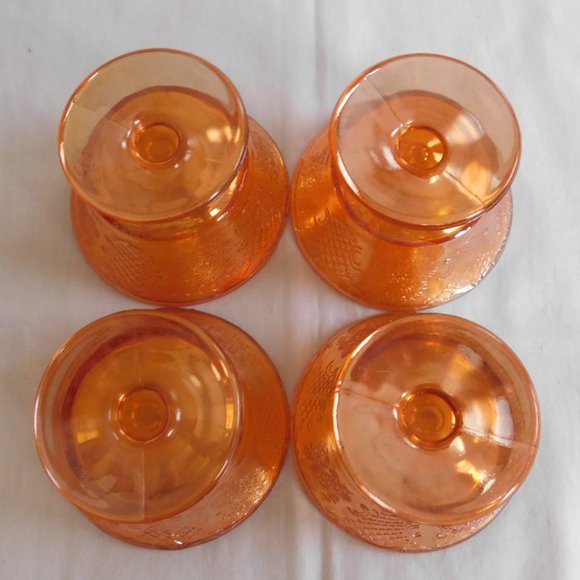 Federal Glass Normandie Bouquet Lattice Sunburst Iridescent 4 Sherbet Dish Bowl - Picture 3 of 4